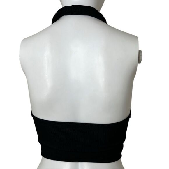 SHEIN Ribbed Bustier Criss Cross Elegant Black Halter Top Size XS - Picture 2 of 2